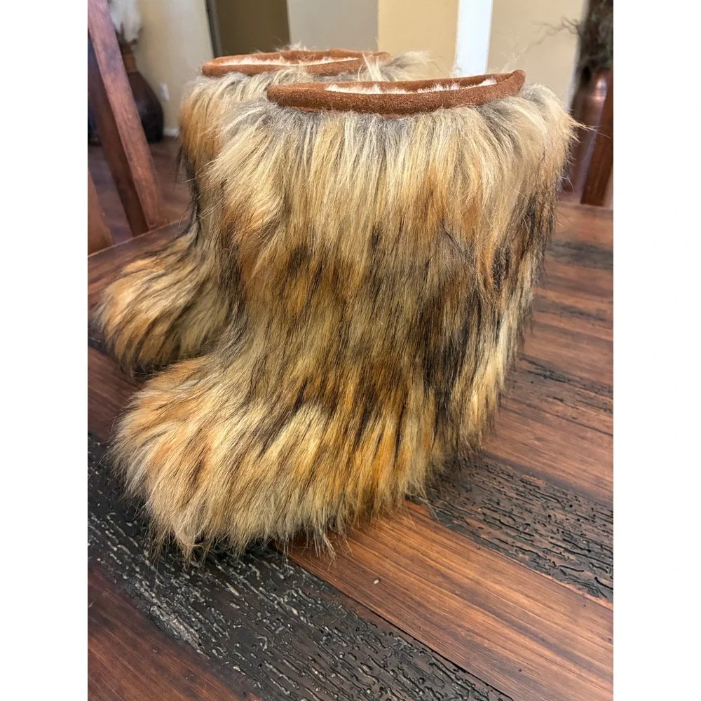 Bearpaw Faux Fur Boots Sasha Statement Winter Mid Calf Women's 5 Luxury Glam